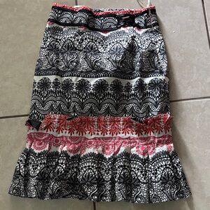 Karen Millen Black and Red Lace Pencil Skirt